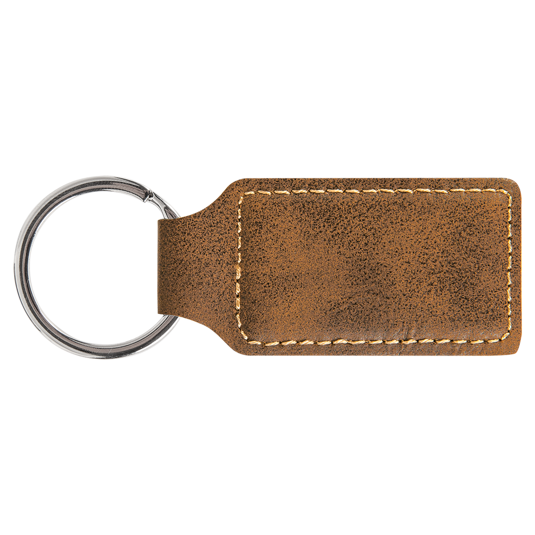 Rustic Leatherette Rectangle Keychain
