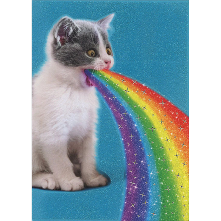 Avanti Press Cat Spits Up Rainbow Birthday Card