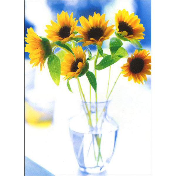 Avanti Press Small Sunflowers in Glass Vase Blank Card