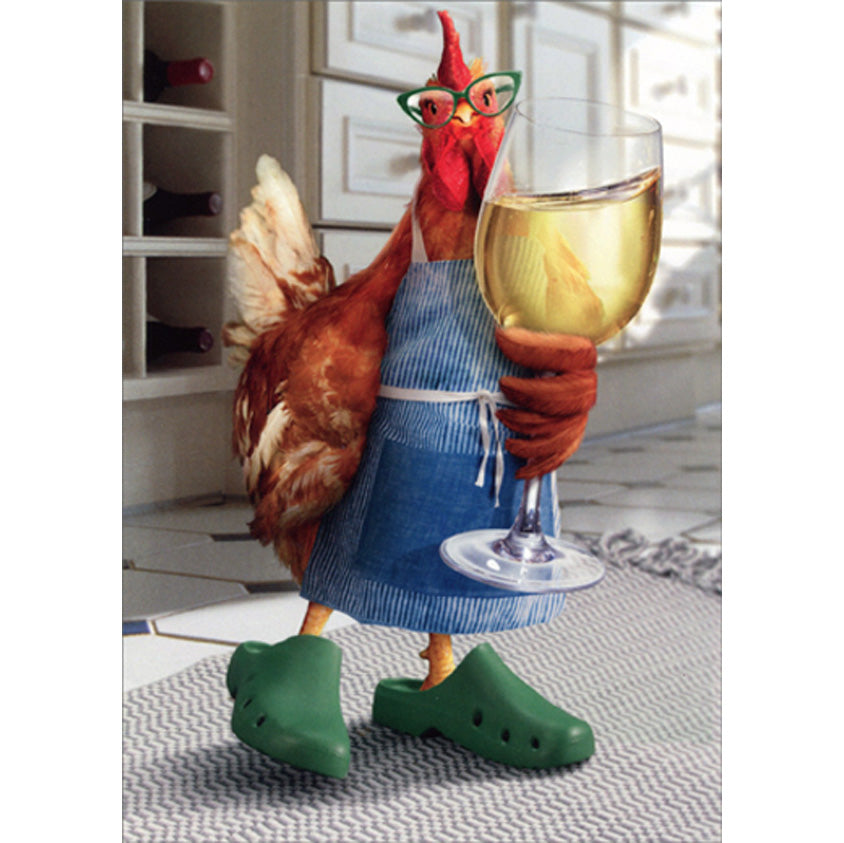 Avanti Press Chicken Mom Holding Wine Glass Mother's Day Card