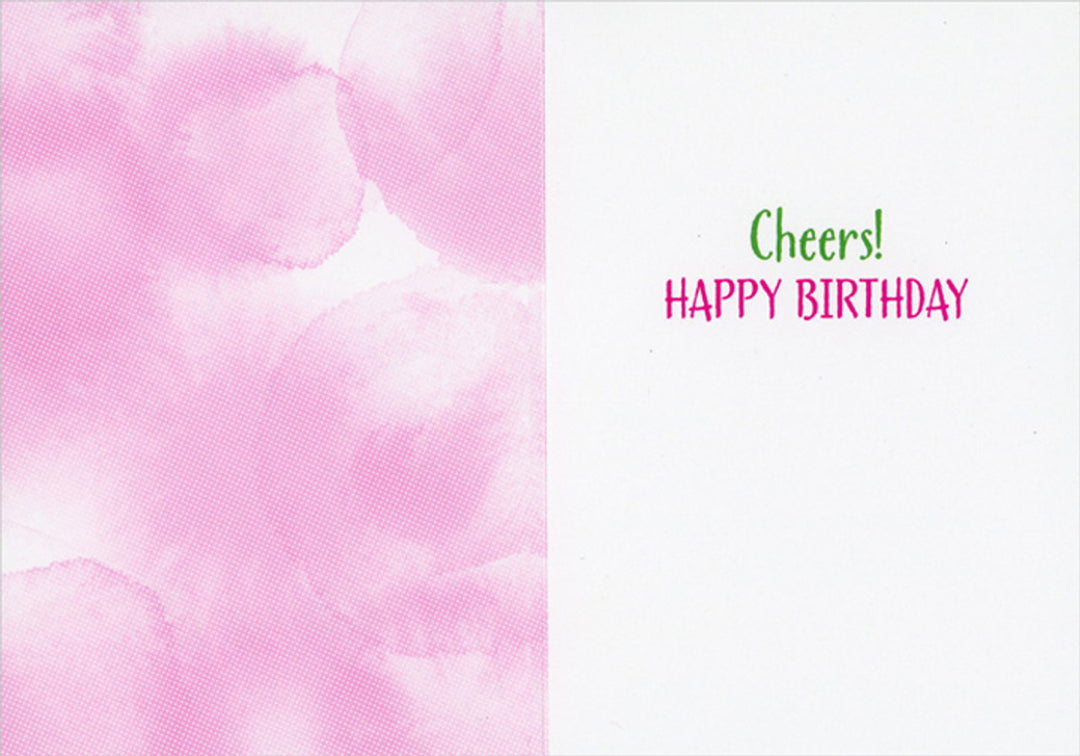 Avanti Press Pink Foil Flamingo Wine Toast  Birthday Card
