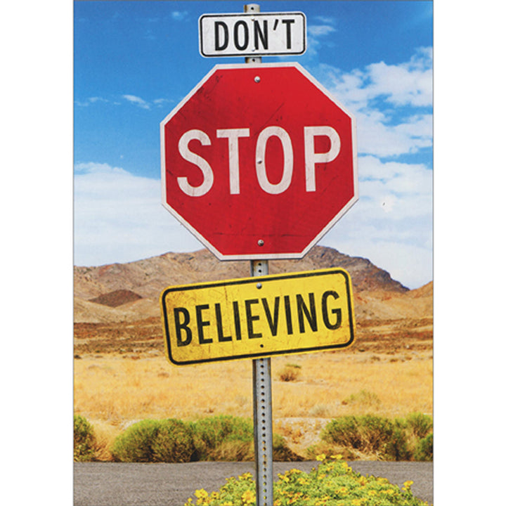 Avanti Press Don't Stop Believing Road Sign Encouragement Card