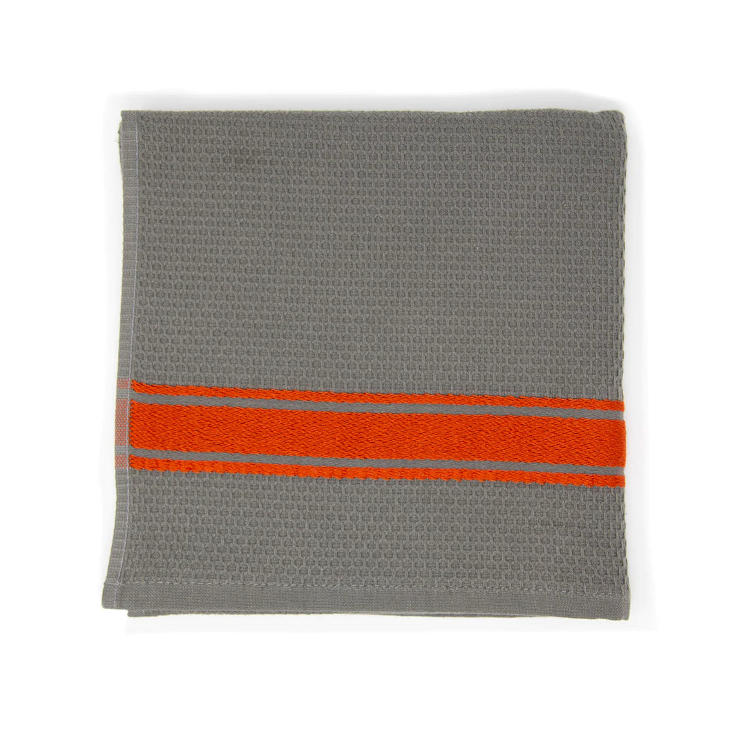 Coccinella Stripe Kitchen Towel - Anthracite/Brick