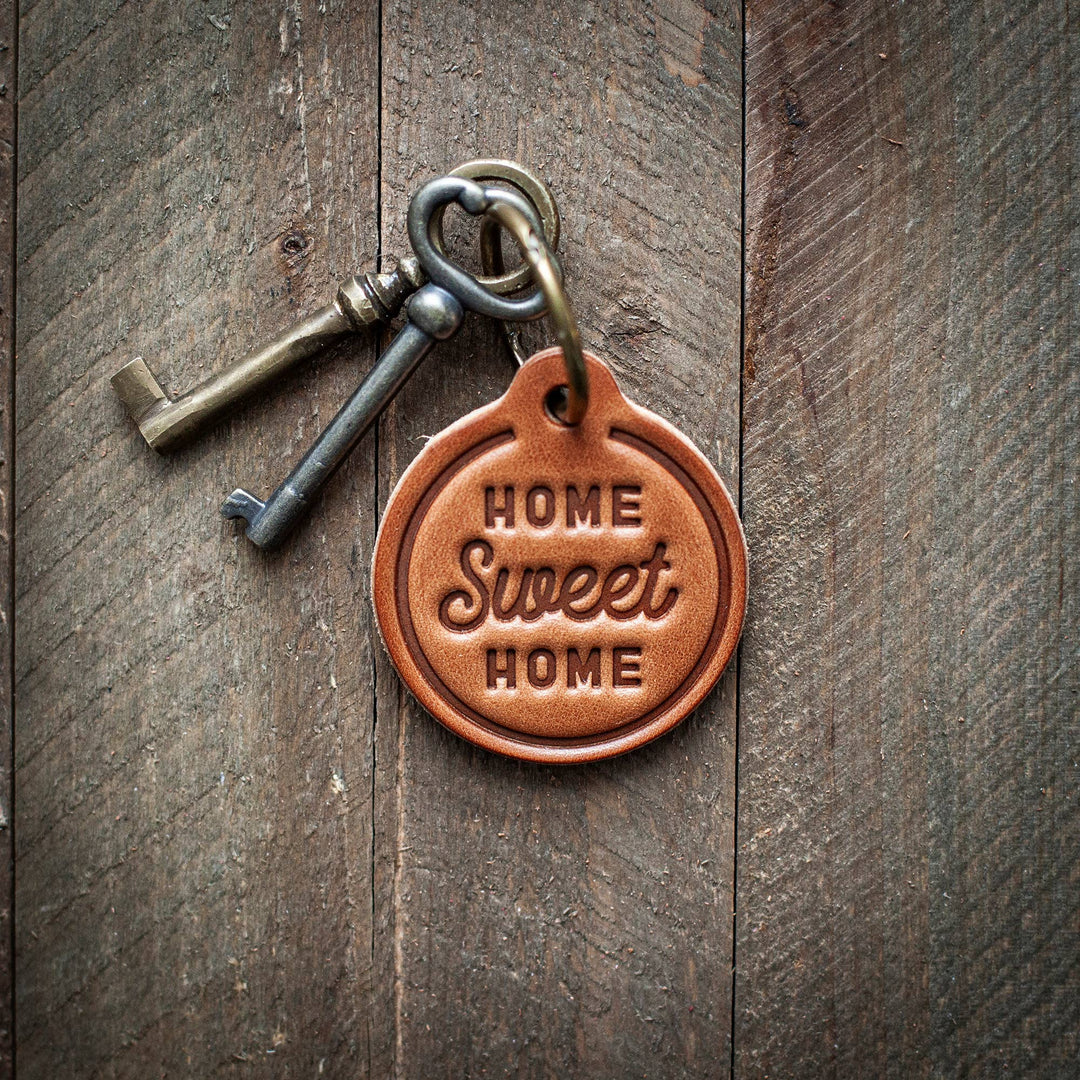 Sugarhouse Home Sweet Home Leather Circle Keychain