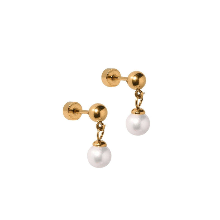 Linny Co Screwback Stud Earrings - Millie Pearl Gold