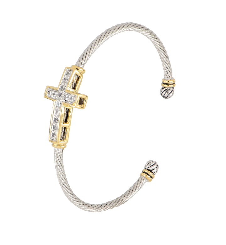 John Medeiros Celebration Petite Pavé - Cross Wire Cuff Bracelet
