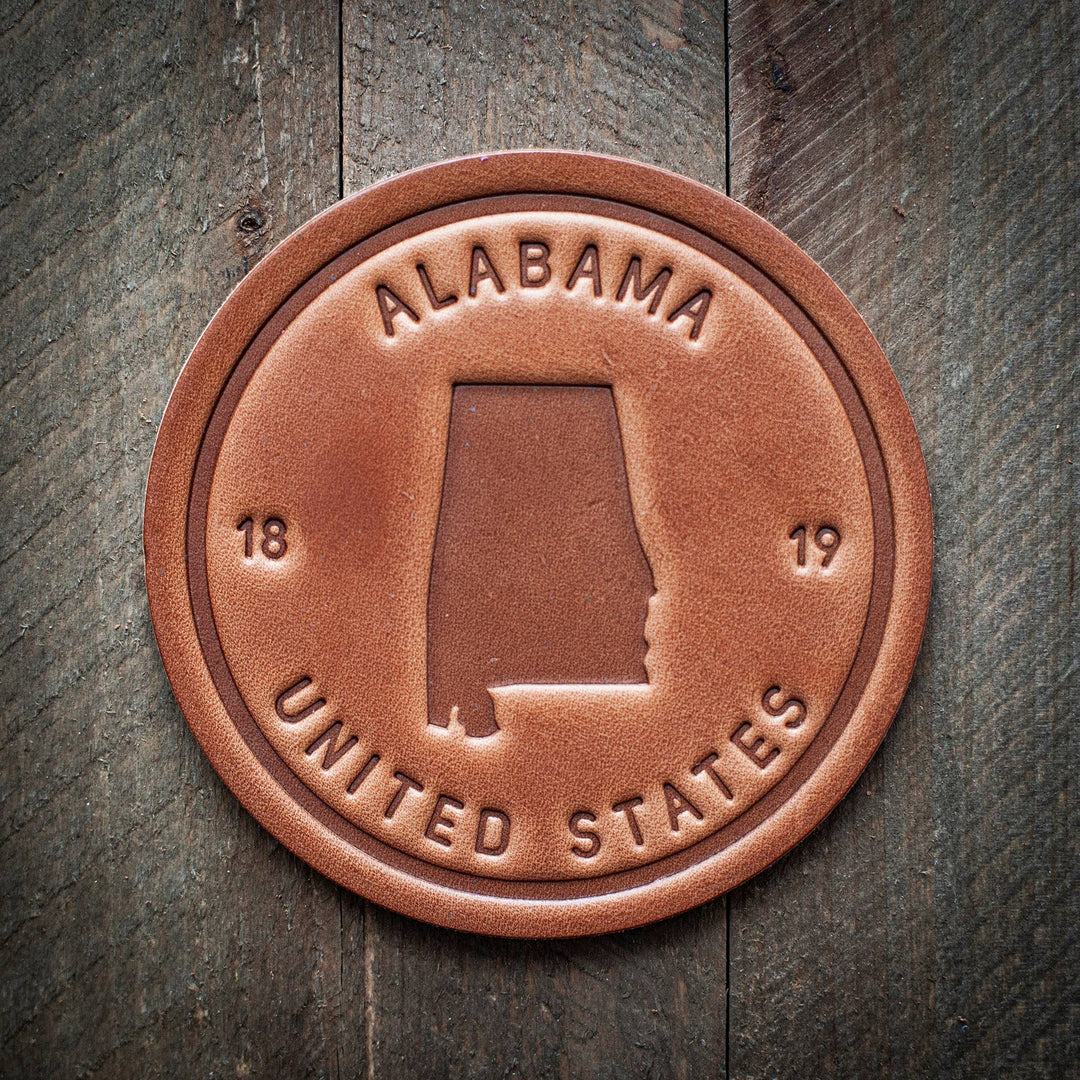 Sugarhouse Alabama State Silhouette Leather Coaster