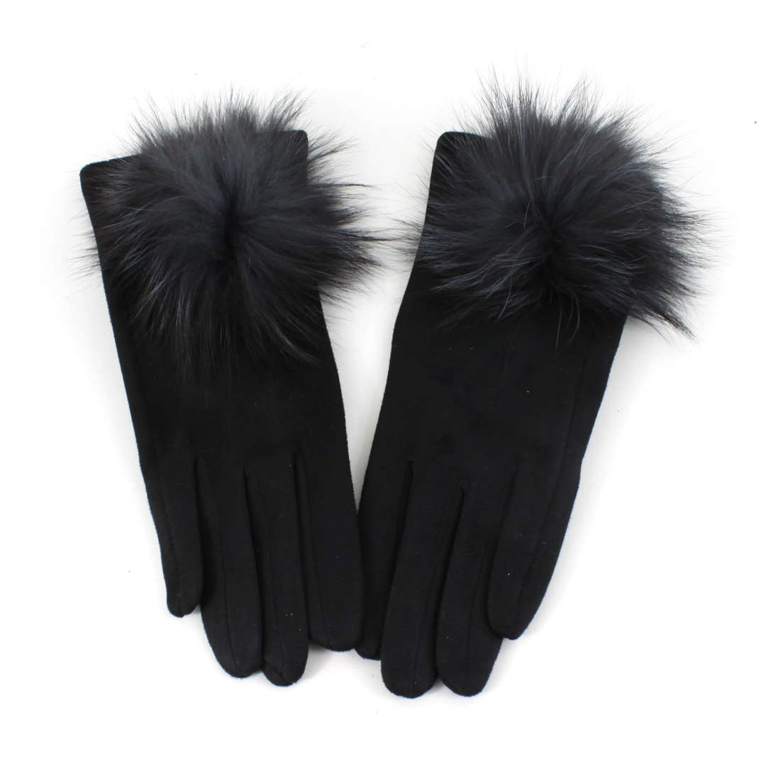 Pretty Persuasions Extra Furry Gloves - Black