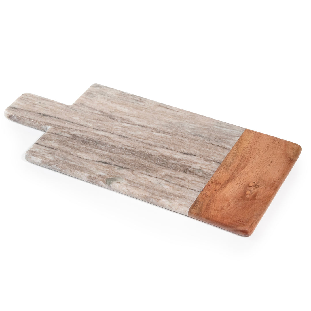 Andaluca Rectangular Marble & Acacia Wood Charcuterie Board w/One Name