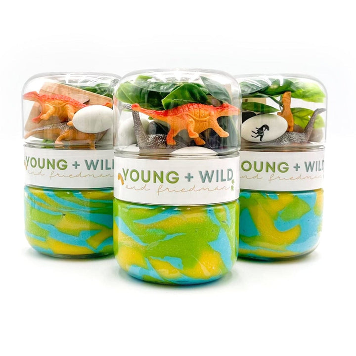 Young + Wild and Friedman Grab & Go Dough Jar - Dinosaur - WS