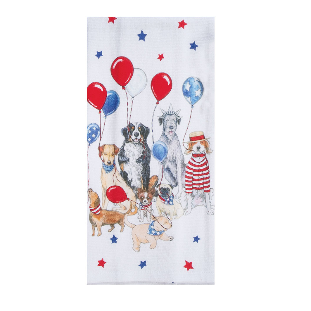 Kay Dee Designs Patriotic Dogs with Balloons Dual Purpose Terry Towel