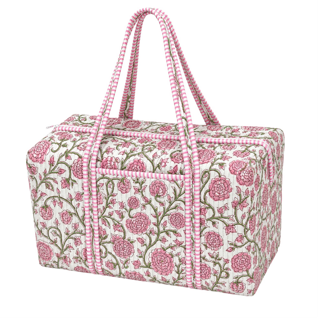 Quilted Duffle Bag - Pink Floral