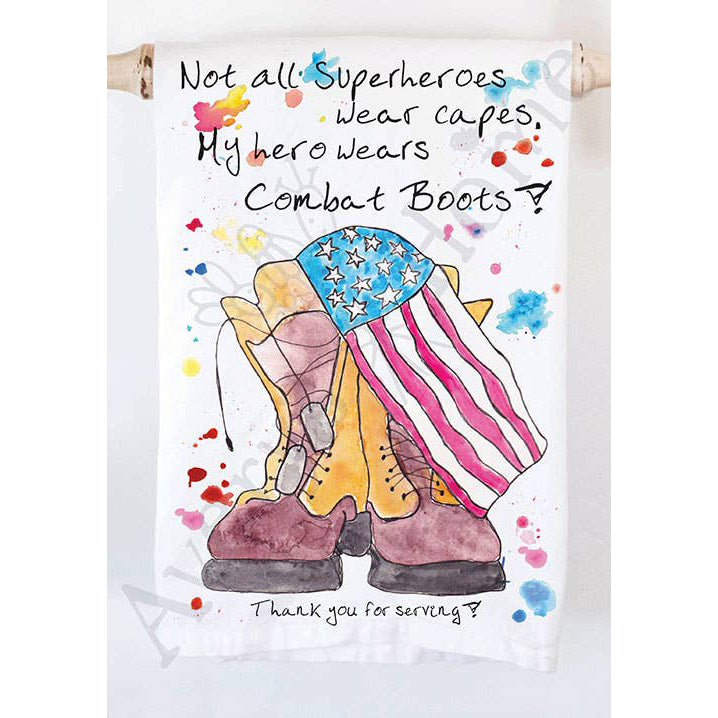 Heros Wear Combat Boots Patriotic Kitchen Towel