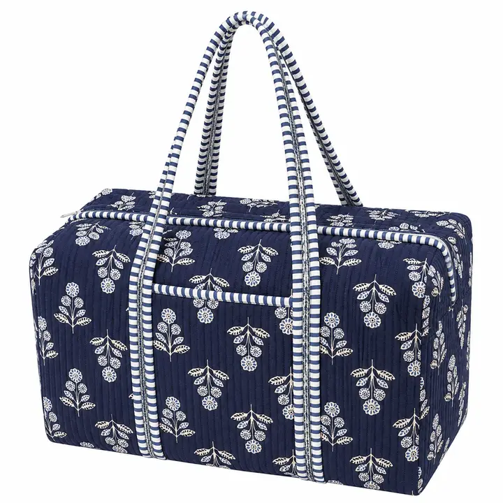 Queens Designs Quilted Duffle Bag - Navy Floral