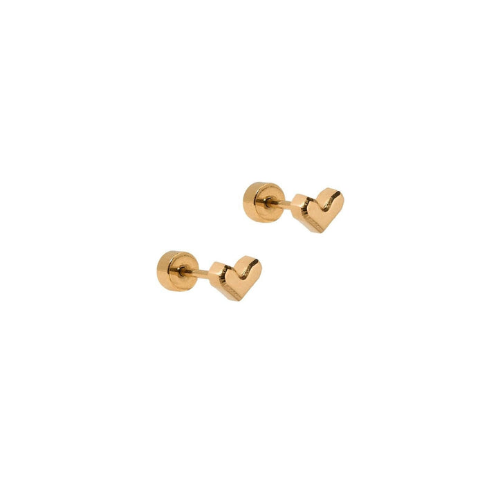 Linny Co Screwback Stud Earrings - Fable Heart Gold