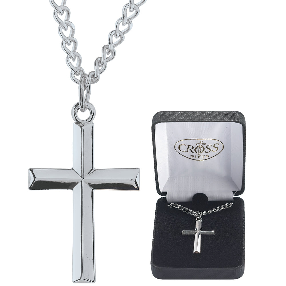 Dicksons Silver Plated Beveled Cross Necklace