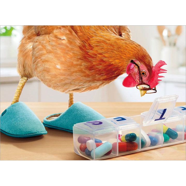 Avanti Press Chicken with Pill Box Birthday Card