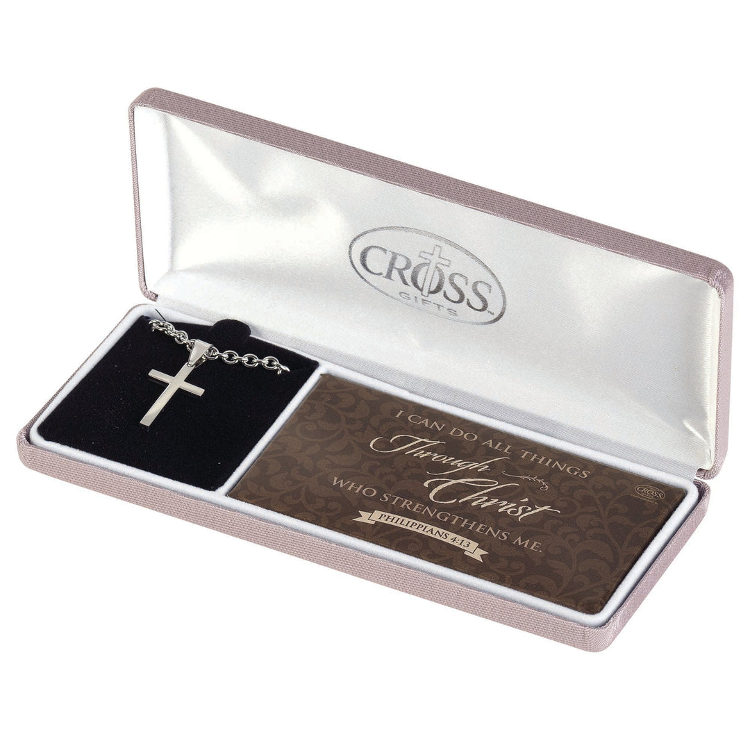 Dicksons Stainless Steel Pendant Cross Necklace in Box