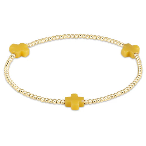 enewton Signature Cross Small Gold Pattern 2mm Bead Bracelet - Canary