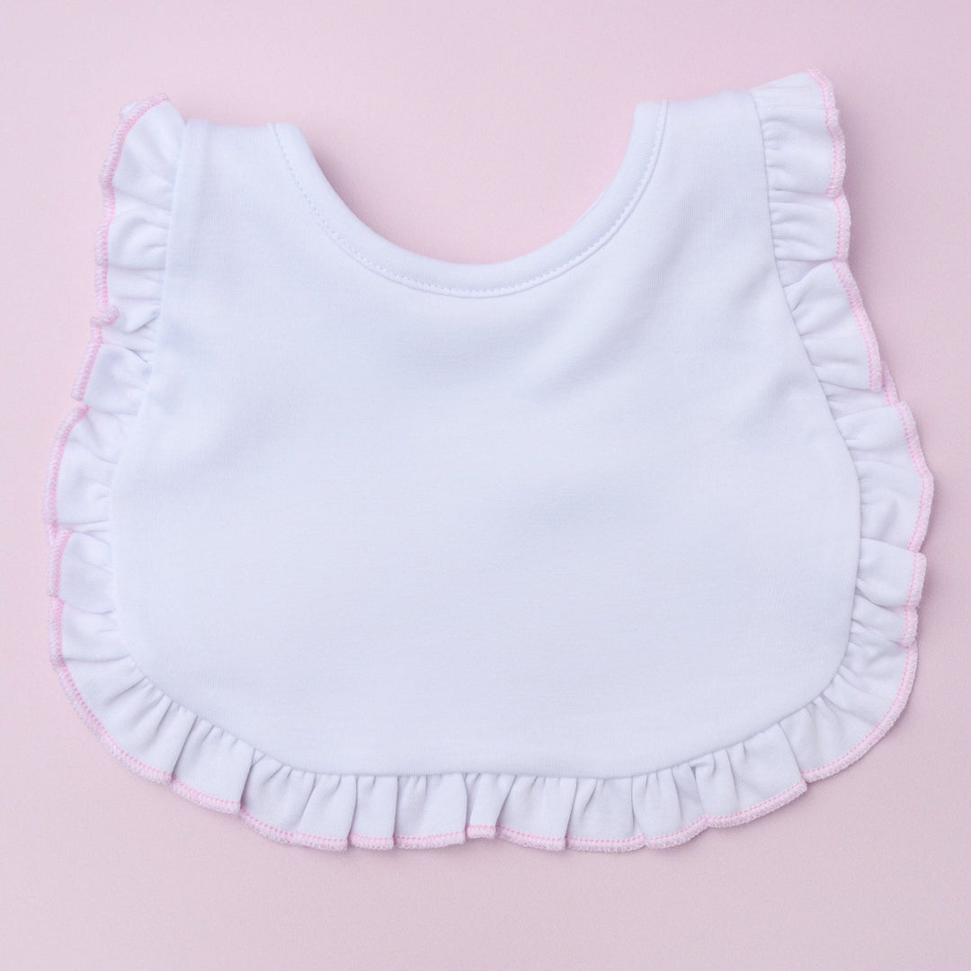 Magnolia Baby Essentials White Bib w/Pink Ruffle