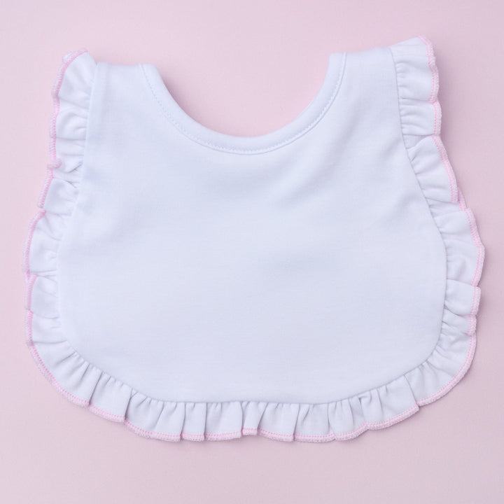 Magnolia Baby Essentials White Bib w/Pink Ruffle