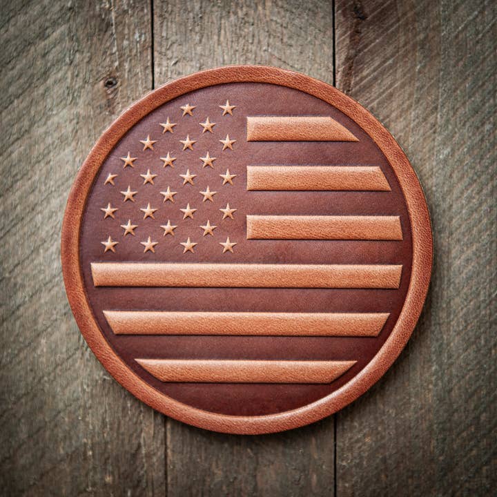 Sugarhouse American Flag Leather Coaster