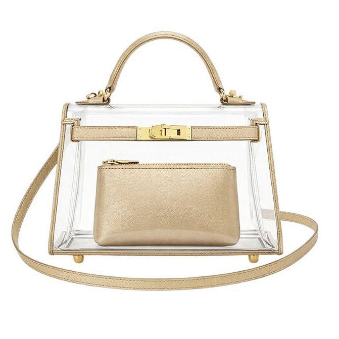 Polka Dots Clear Buckle Bags - Gold