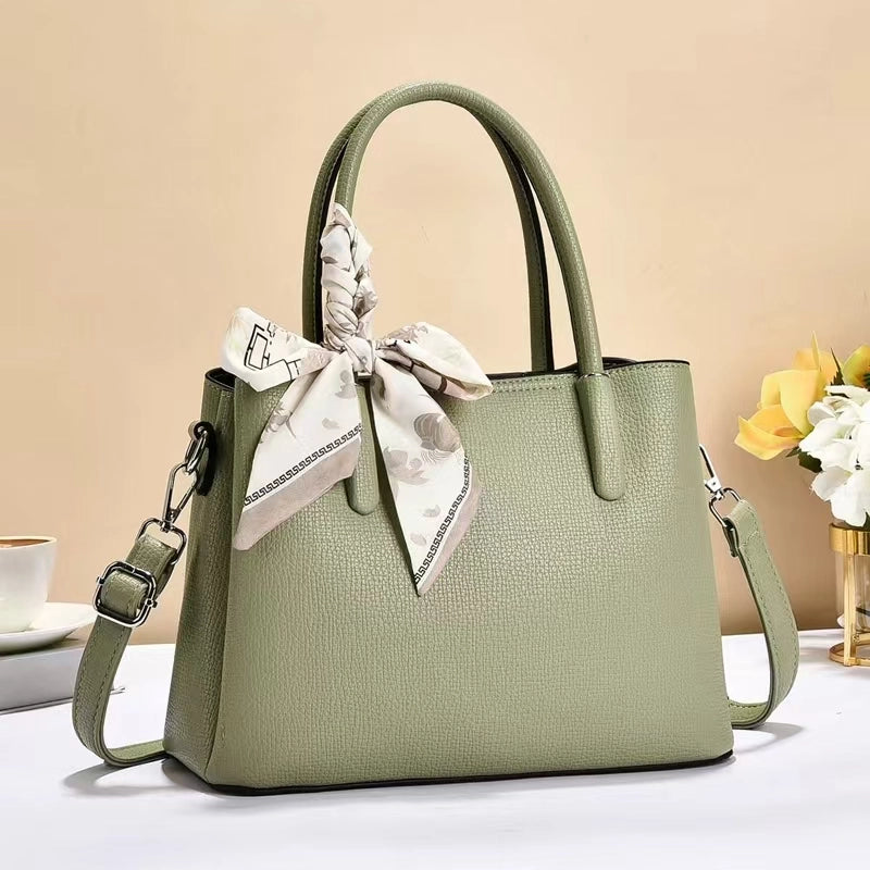 Pretty Persuasions Dual-Carry Microfiber Leather Bag W/Twilly Scarf - Green
