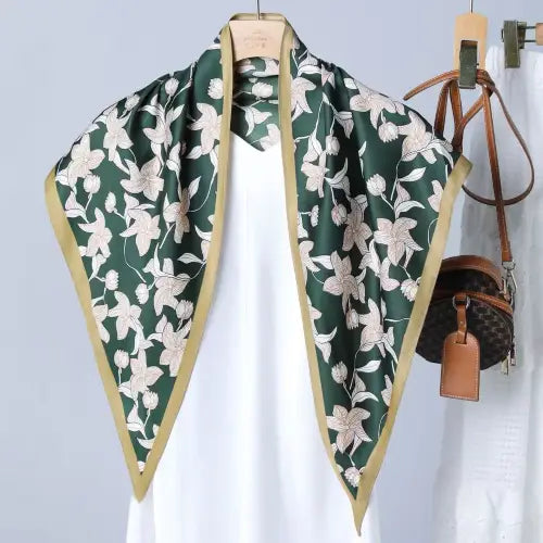 Pretty Persuasions Petal Flower Triangle Lightweight Scarf - Green