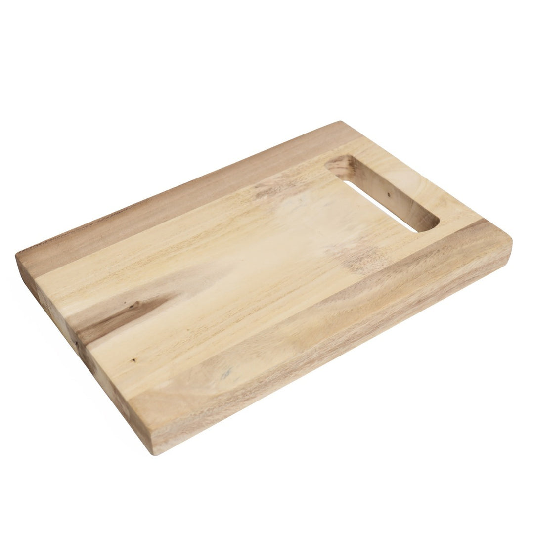 Solid Acacia Cutting Board With Carry Handle w/Personalization