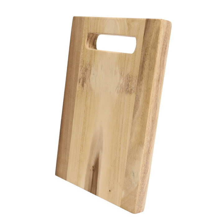 Solid Acacia Cutting Board With Carry Handle w/Personalization