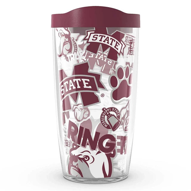 Tervis 16oz Classic Tumbler with Travel Lid - Mississippi State Bulldogs - All Over