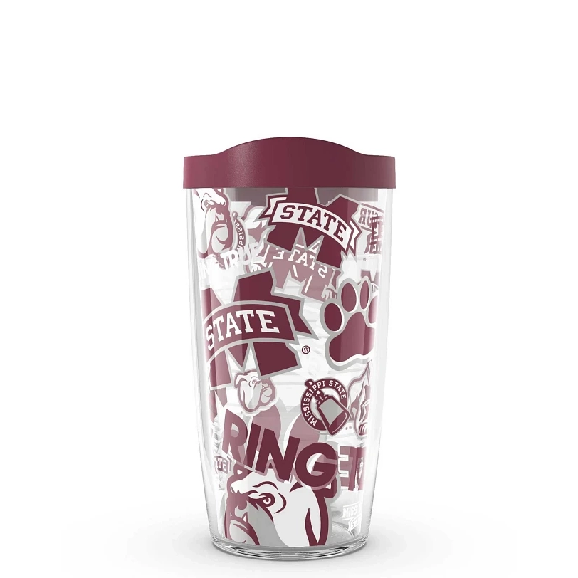 Tervis 16oz Classic Tumbler with Travel Lid - Mississippi State Bulldogs - All Over