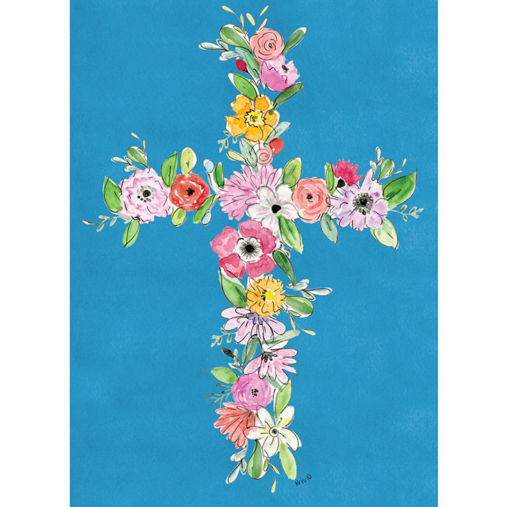 Kris-10's Creations Teal Floral Cross Sympathy Card