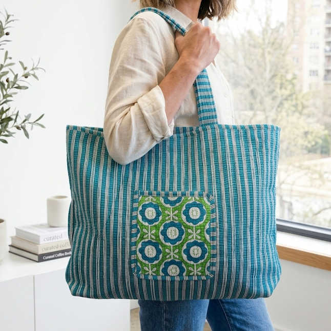 La Soul Floral Quilted Tote Bag - Pattern 13