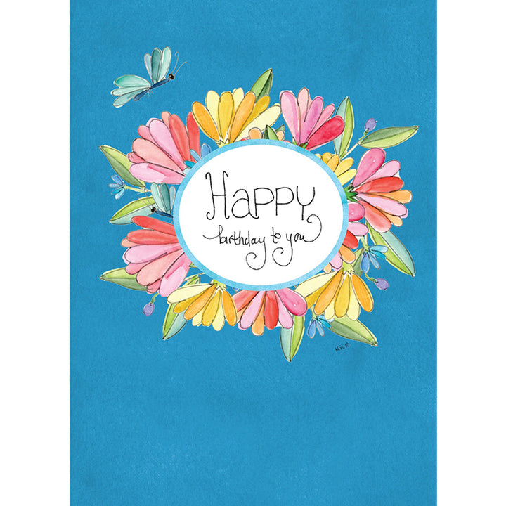 Kris-10's Creations Blue Butterfly Floral Birthday Card