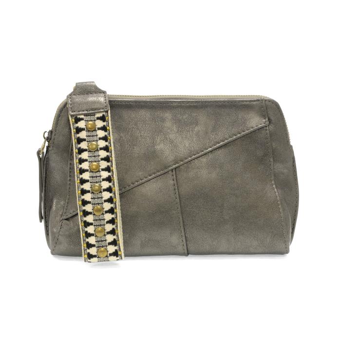 Joy Susan Gigi Crossbody with Woven Wrist Strap - Metallic Dark Chrome