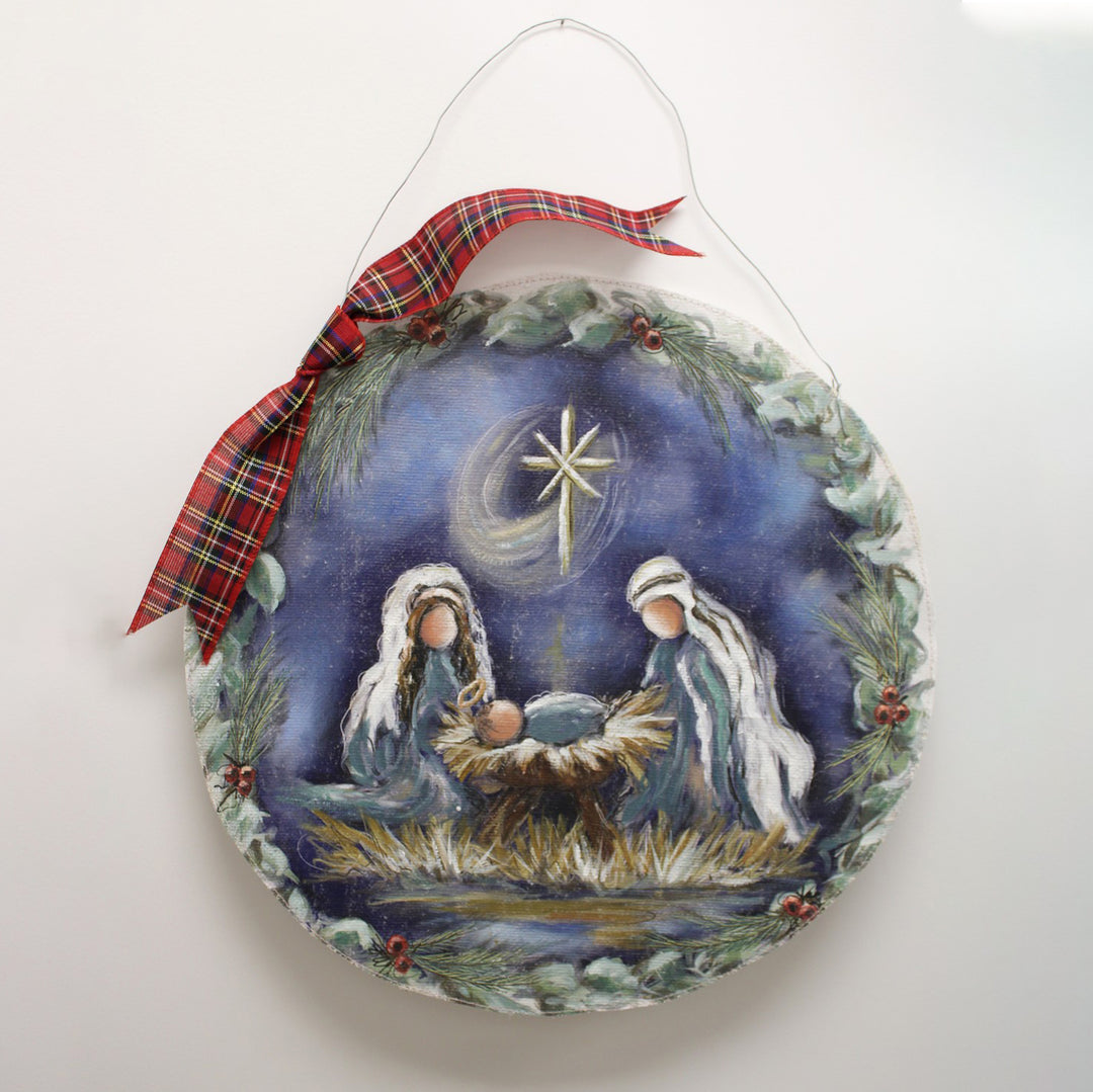 Trade Cie Handpainted Door Décor, Holy Family Midnight Sky