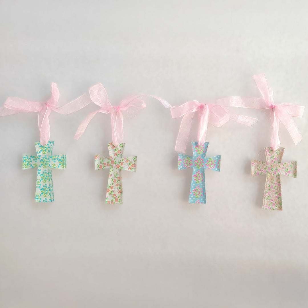 Trade Cie Cutout Acrylic Cross Ornament - Floral