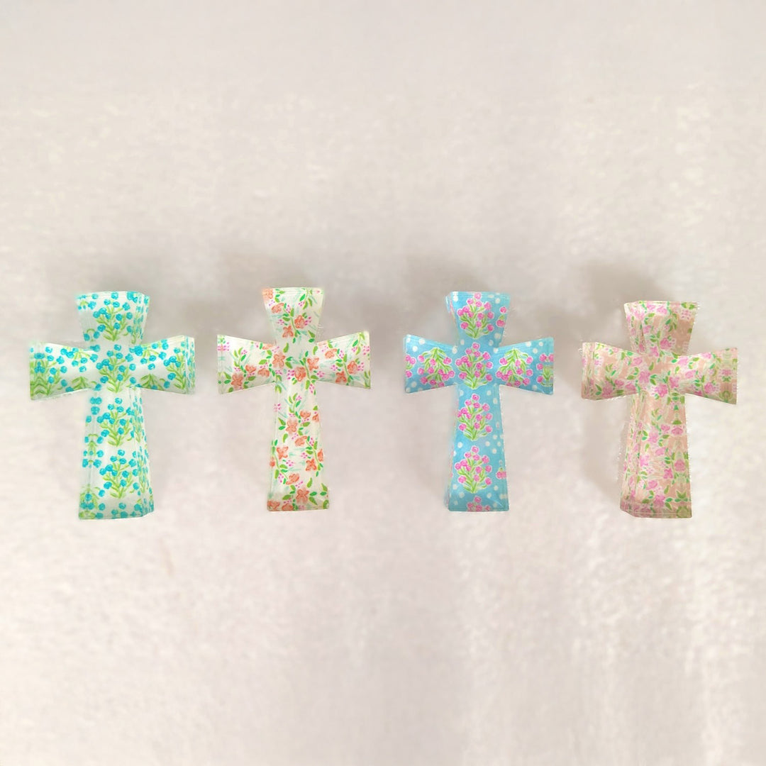 Trade Cie Cutout Tabletop Acrylic Cross - Floral