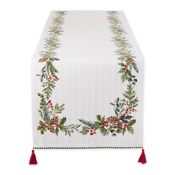 DII Boughs Of Holly Embellished Table Runner