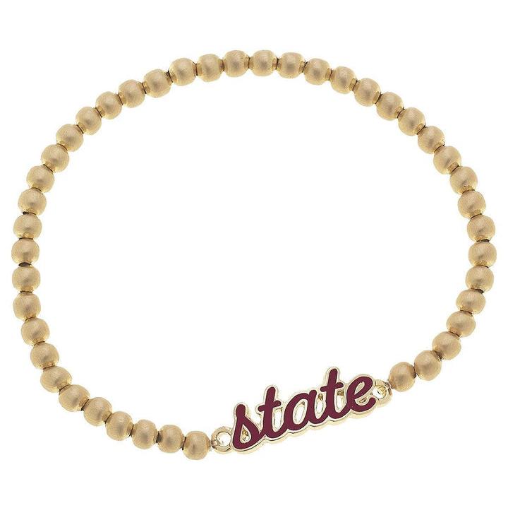 Canvas Enamel Script Stretch Bracelet - Mississippi State Bulldogs