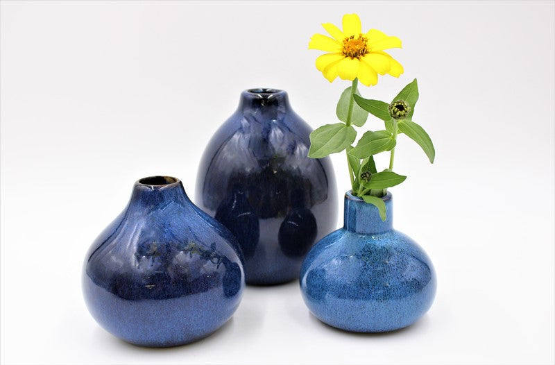 Trade Cie Ceramic Vase, Blue Reactive Glaze - 3.5 x 3.5"