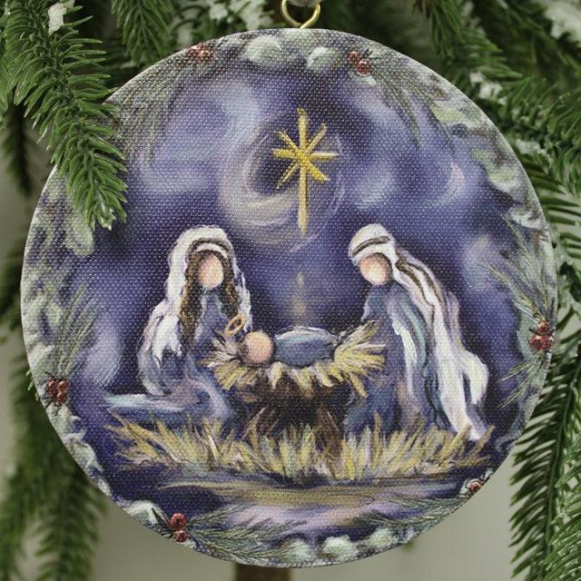 Trade Cie Canvas LED Ornament, Holy Family Midnight Sky