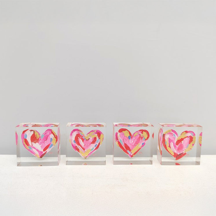 Trade Cie Acrylic Heart Block with Gold Leafing