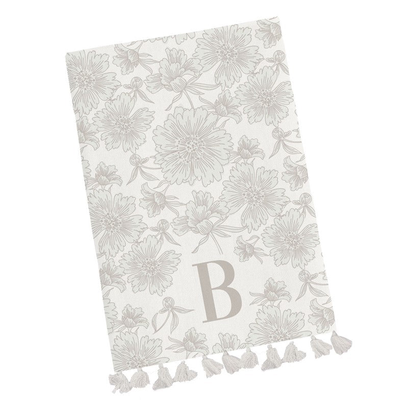 Mary Square Tea Towel Initial Floral - B