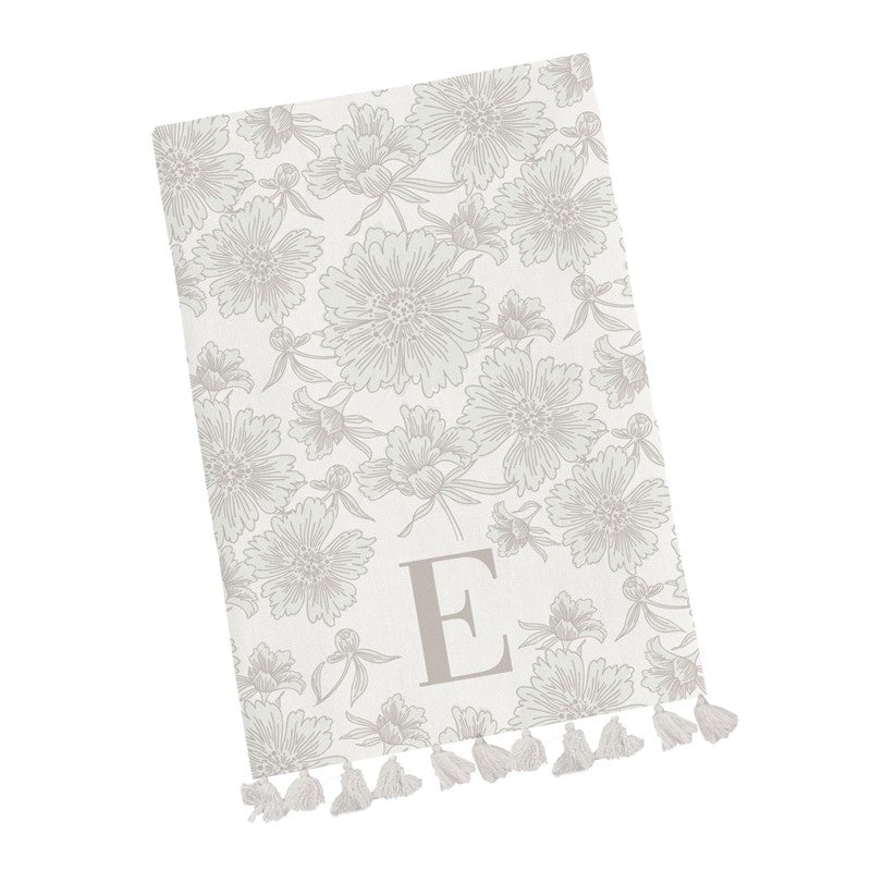 Mary Square Tea Towel Initial Floral - E