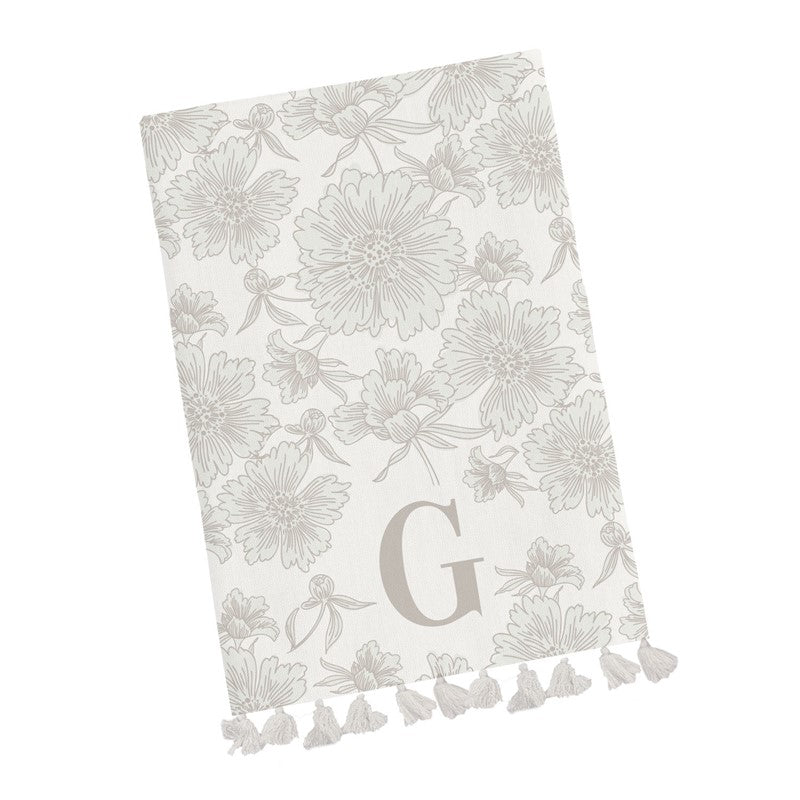 Mary Square Tea Towel Initial Floral - G