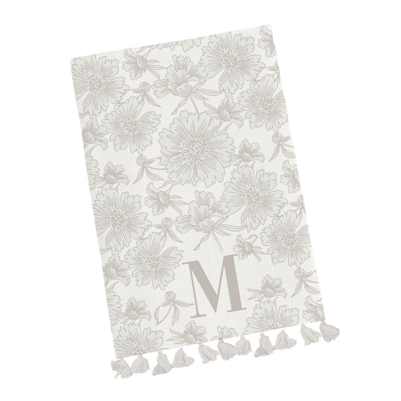 Mary Square Tea Towel Initial Floral - M