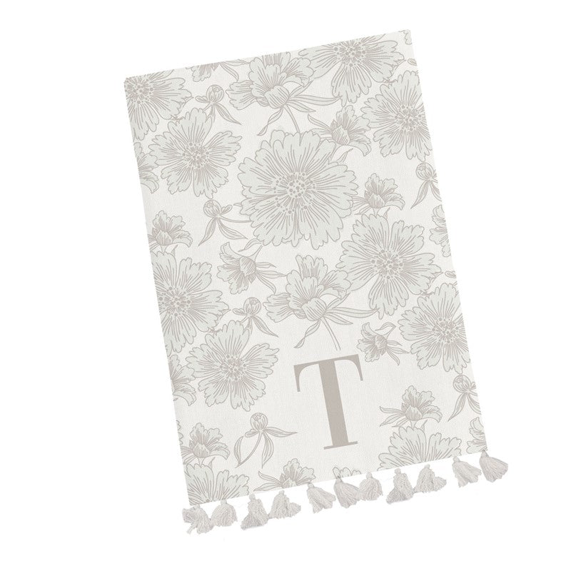 Mary Square Tea Towel Initial Floral - T